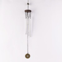 Колокольчики ветра "Монеко кот", бамбук тёмный, металл, 5 колокольчиков, 43 см