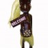 Фигурка аборигена 'Швейцар', девушка в юбке из кокосового волокна и шапочке из абаки украшенной кокосом, 33см
