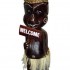 Фигурка толстого аборигена 'Швейцар', юноша в юбке из кокосового волокна и шапочке из абаки украшенной кокосом, 50см