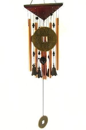 Колокольчики ветра "Монета счастья", бамбук, металл, 58 см