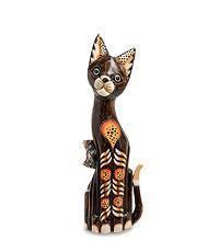 Статуэтка "Кошка с котенком" 50см (албезия, о.Бали)