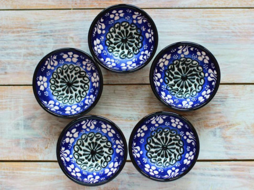 Набор керамических соусниц (5 шт) (синие с белым)