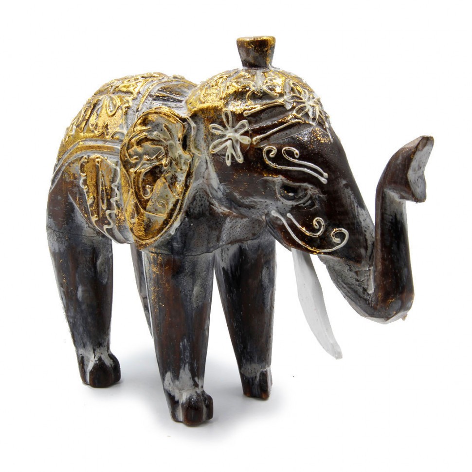 Сувенир из дерева  Слон 20см Албезия Антик Brown-Gold