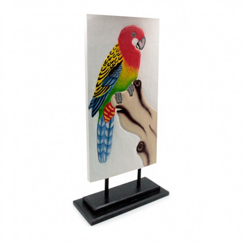 Панно настольное  попугаем - символ богатства и роскоши Дерево Албезия Роспись 50cm-23см