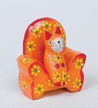 Статуэтка КОШКА на диване, цвет-оранжевый