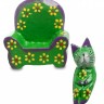 Статуэтка КОШКА в кресле, цвет-зеленый