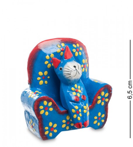 Статуэтка КОШКА в кресле, цвет-голубой