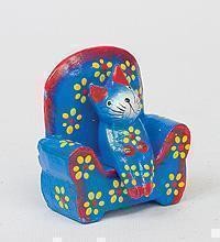 Статуэтка КОШКА в кресле, цвет-голубой