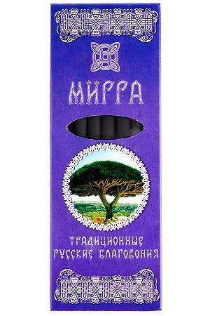Русские благовония "Мирра", плоская пачка, 7 палочек, подставка