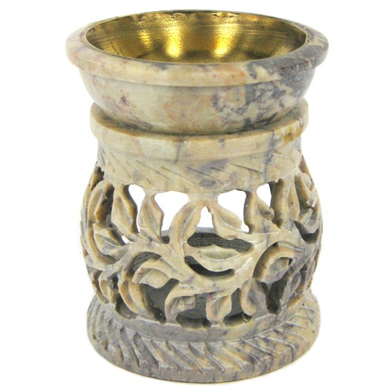 Аромалампа 8см, камень, чаша с бронзовой вставкой