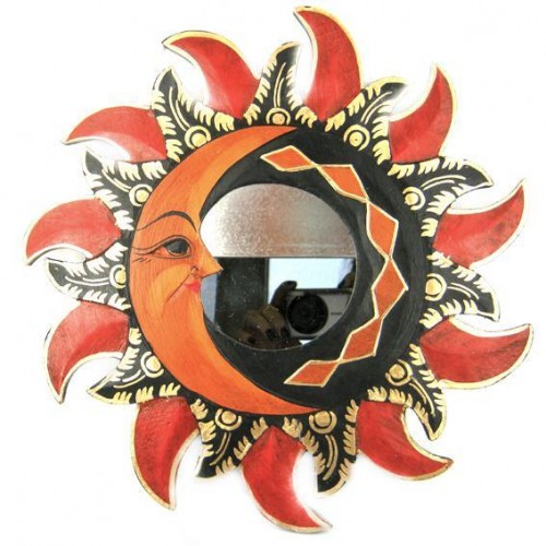 I8 Зеркало - панно Солнце - Луна 30см дерево