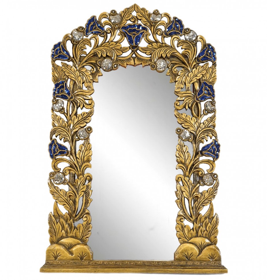 Зеркало "Лилии", синяя инкрустация