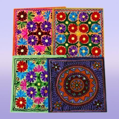 Наволочка  для подушки Вышивка Цветы 40cm-40cm Индия