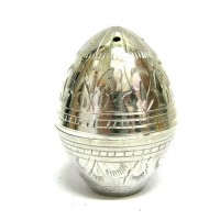 Яйцо подставка для благовоний 6см металл серебр.