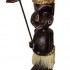 Фигурка толстого аборигена с зонтиком, юноша в юбке из кокосового волокна и шапочке из абаки украшенной кокосом, 50см